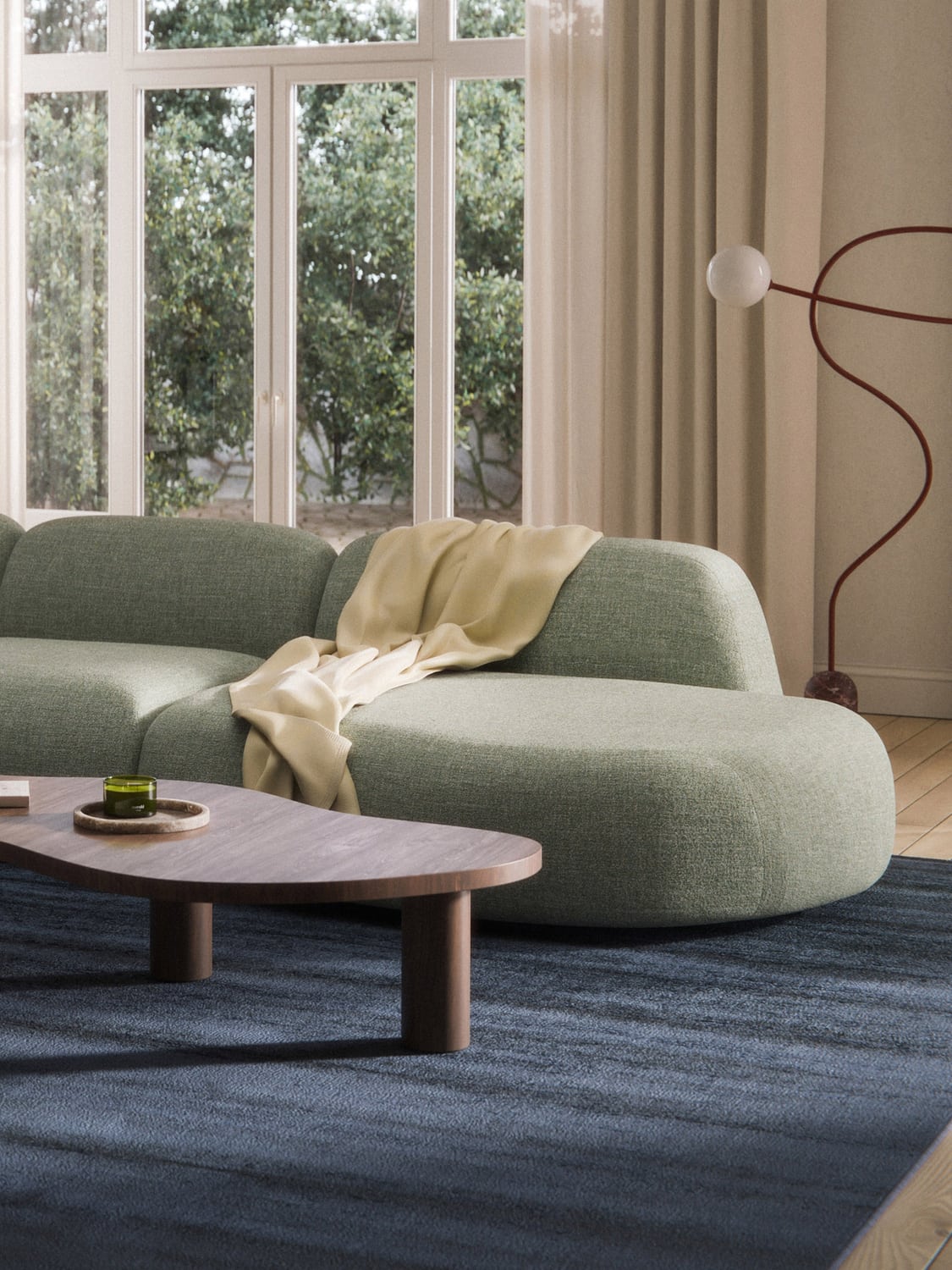 Wolke Bouclé-Chaise-Module — Oatmeal