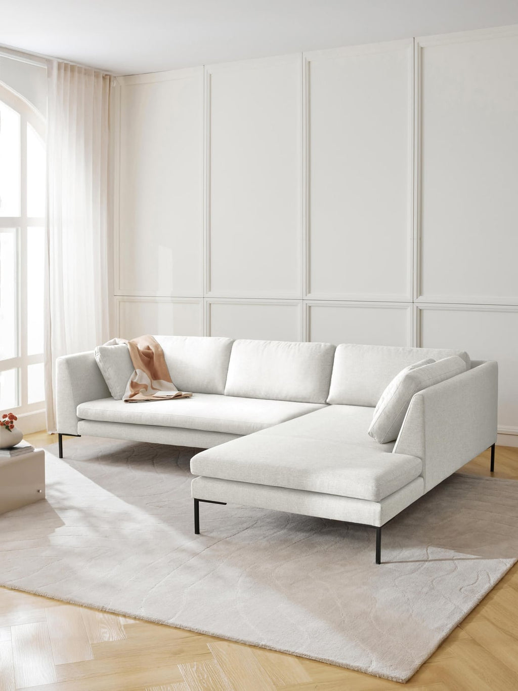 Emma Corner Sofa with Metal Legs — Light Grey
