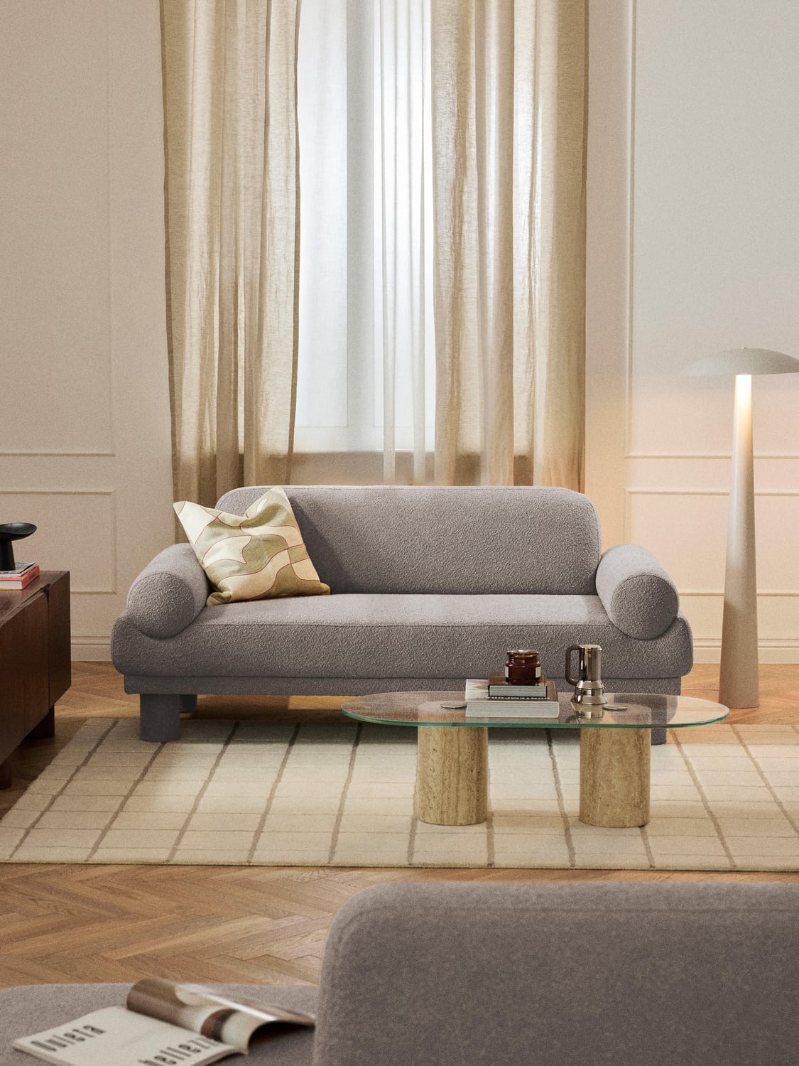 Lilo Bouclé Sofa (2-seater) — Grey