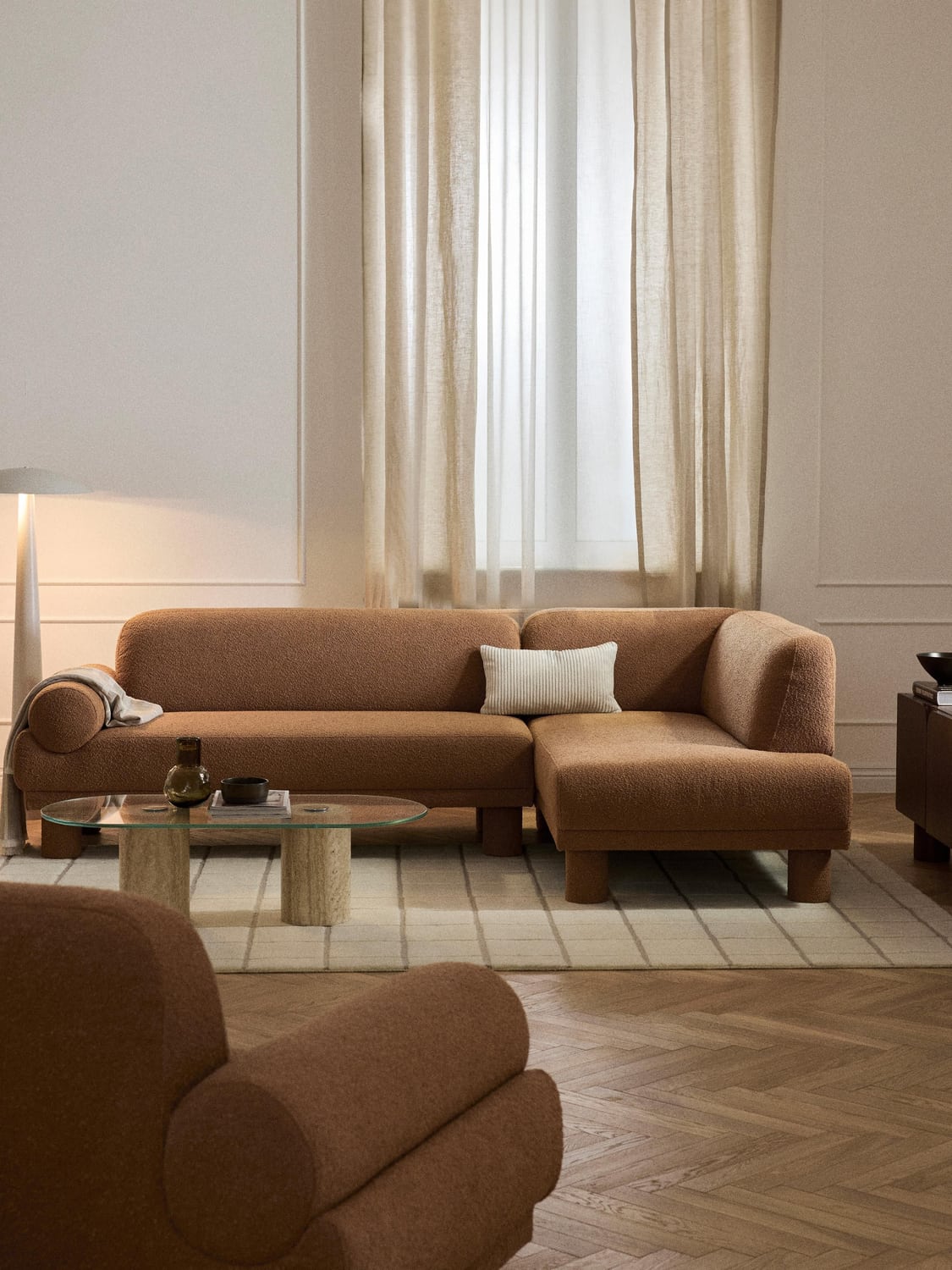 Lilo Bouclé Corner Sofa — Camel