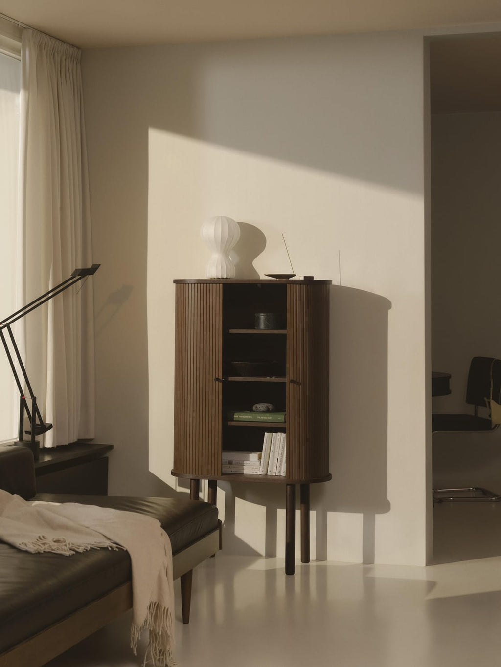 Calary Highboard with Fluted Front — Brown