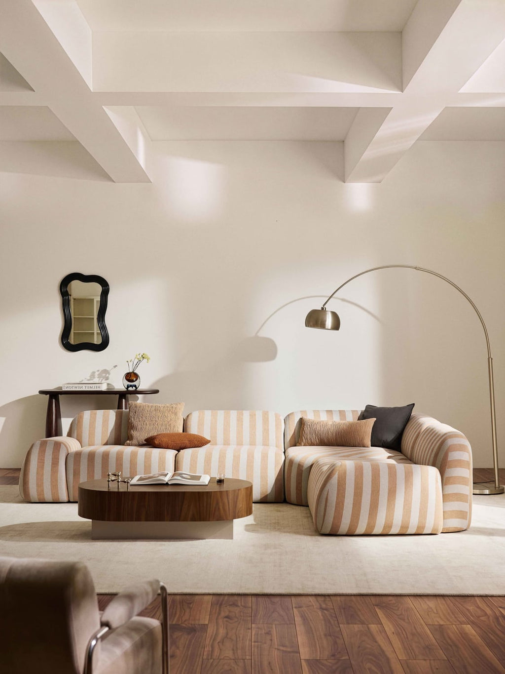 Wolke Modular Striped Corner Sofa (4-seater) — Oatmeal