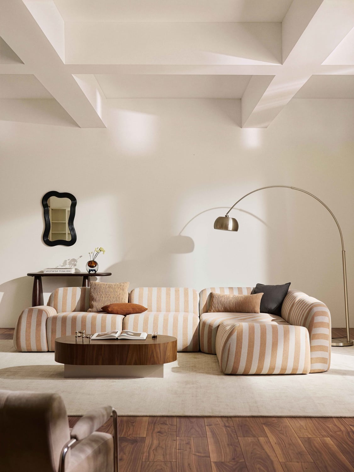Wolke Modular Striped Corner Sofa (4-seater) — Oatmeal