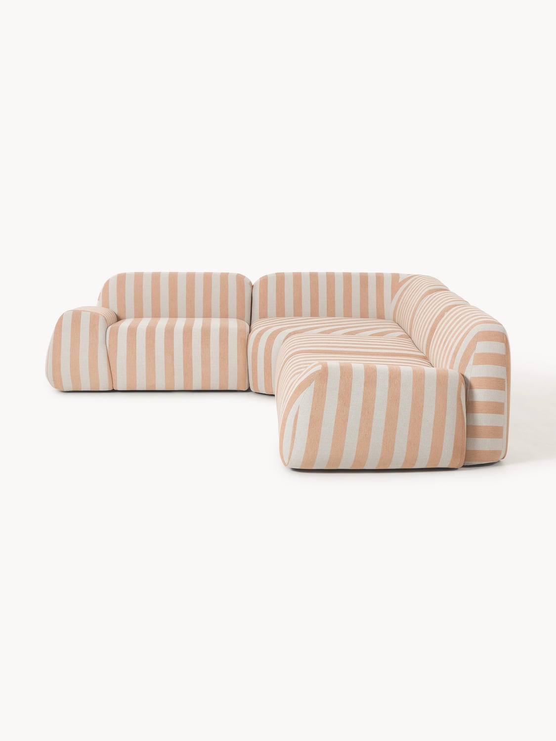 Wolke Modular Striped Corner Sofa (4-seater) — Oatmeal