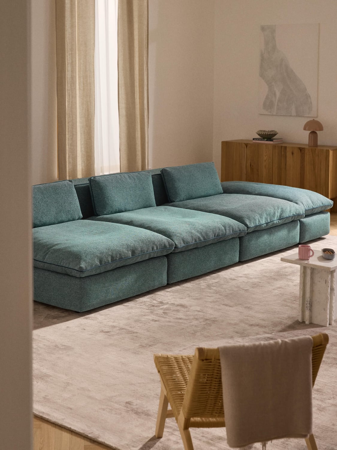 Felix Modular XL Sofa (3-seater) with Ottoman — Teal