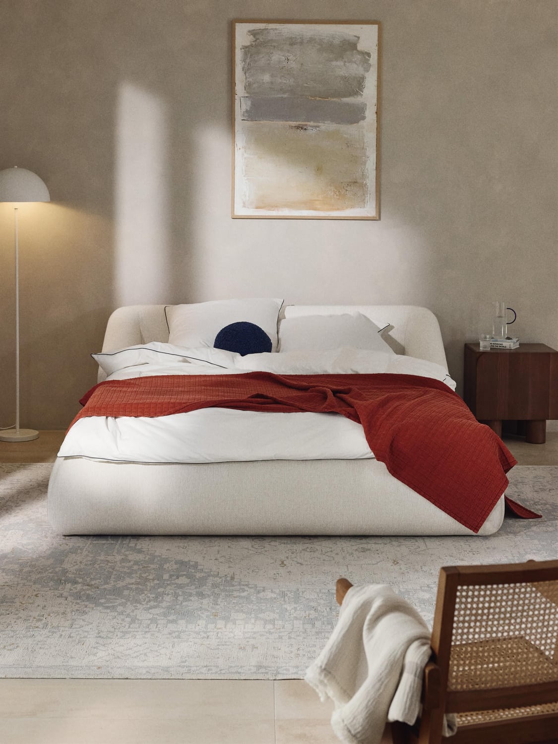 Sofia Upholstered Bed — Off-White
