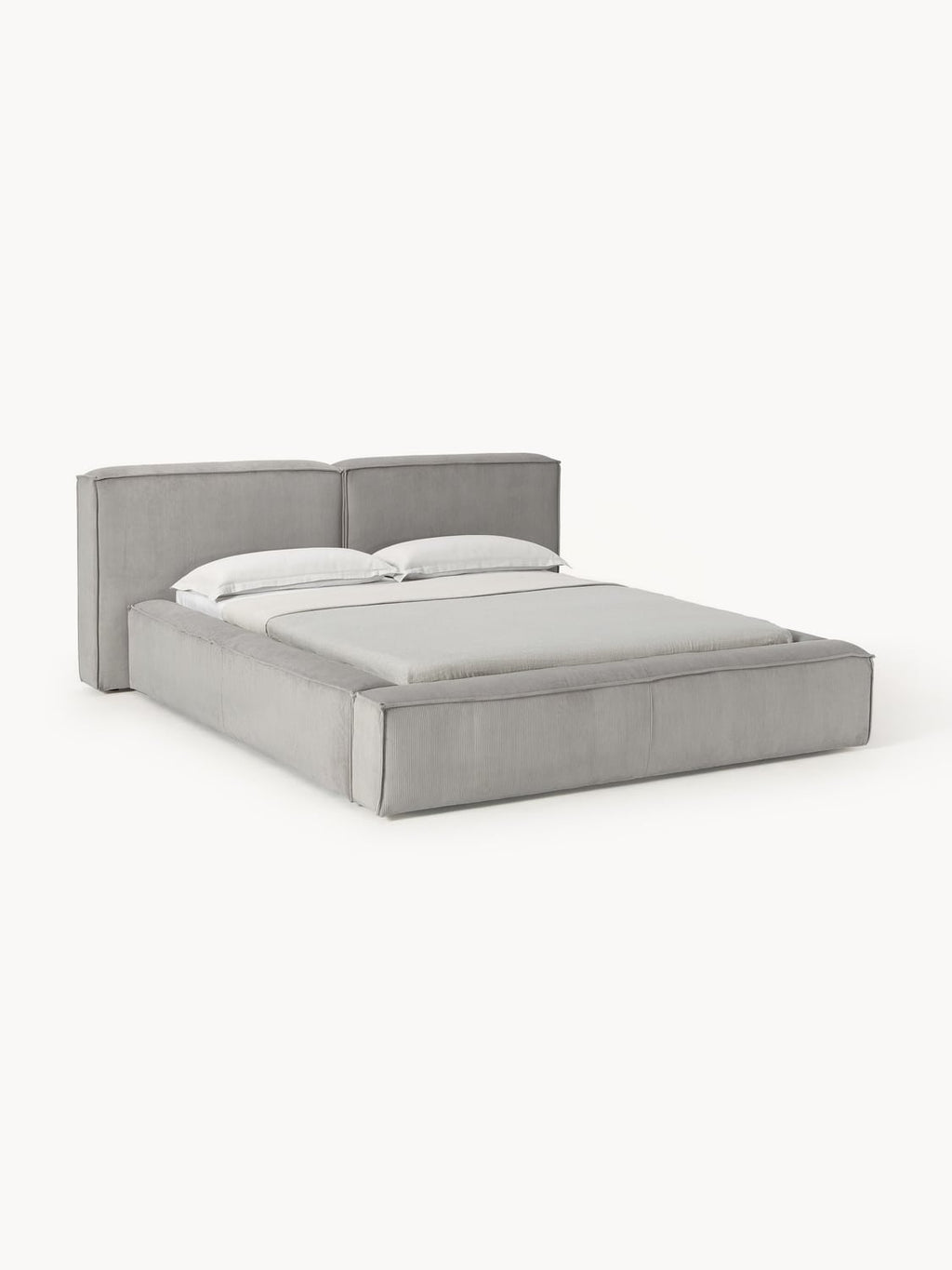 Lennon Upholstered Bed in Corduroy with Storage — Lilac