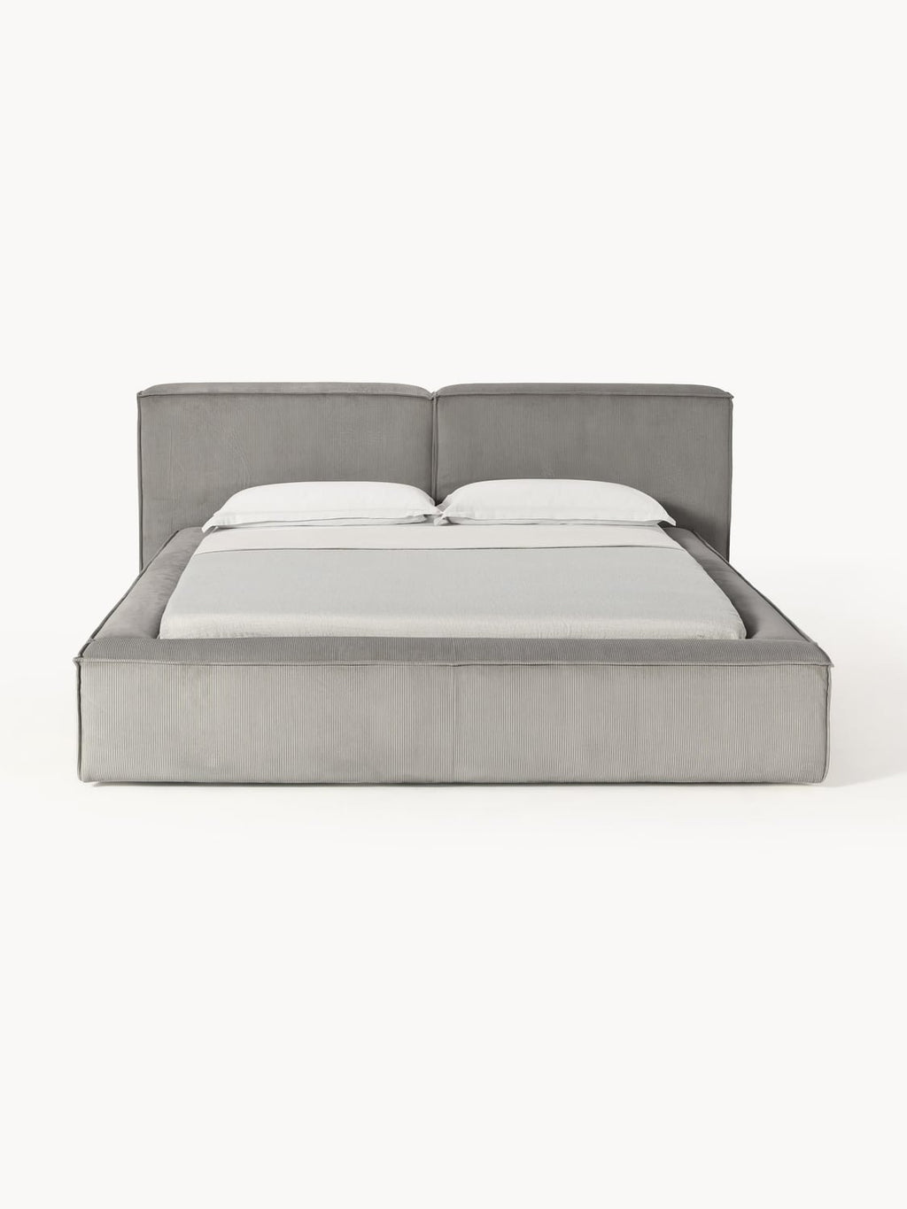 Lennon Upholstered Bed in Corduroy with Storage — Lilac