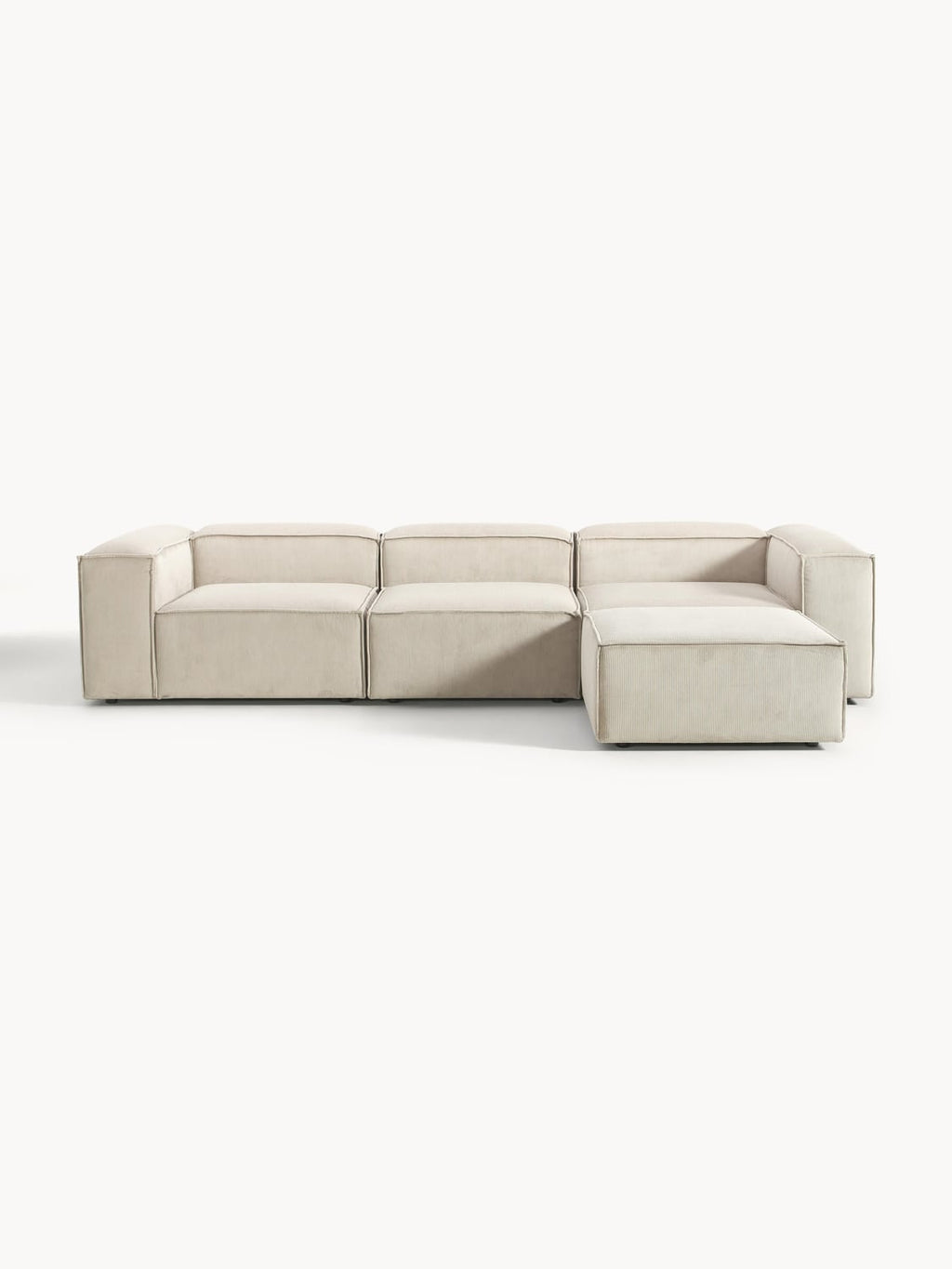 Lennon Modular Sofa (4-seater) in Corduroy with Ottoman (left/right) — Oatmeal
