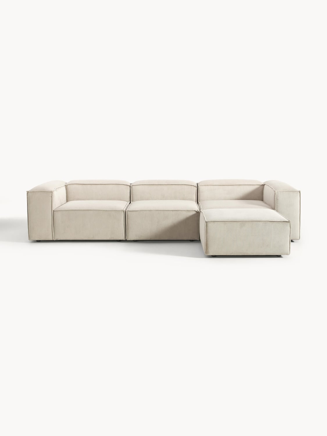 Lennon Modular Sofa (4-seater) in Corduroy with Ottoman (left/right) — Oatmeal