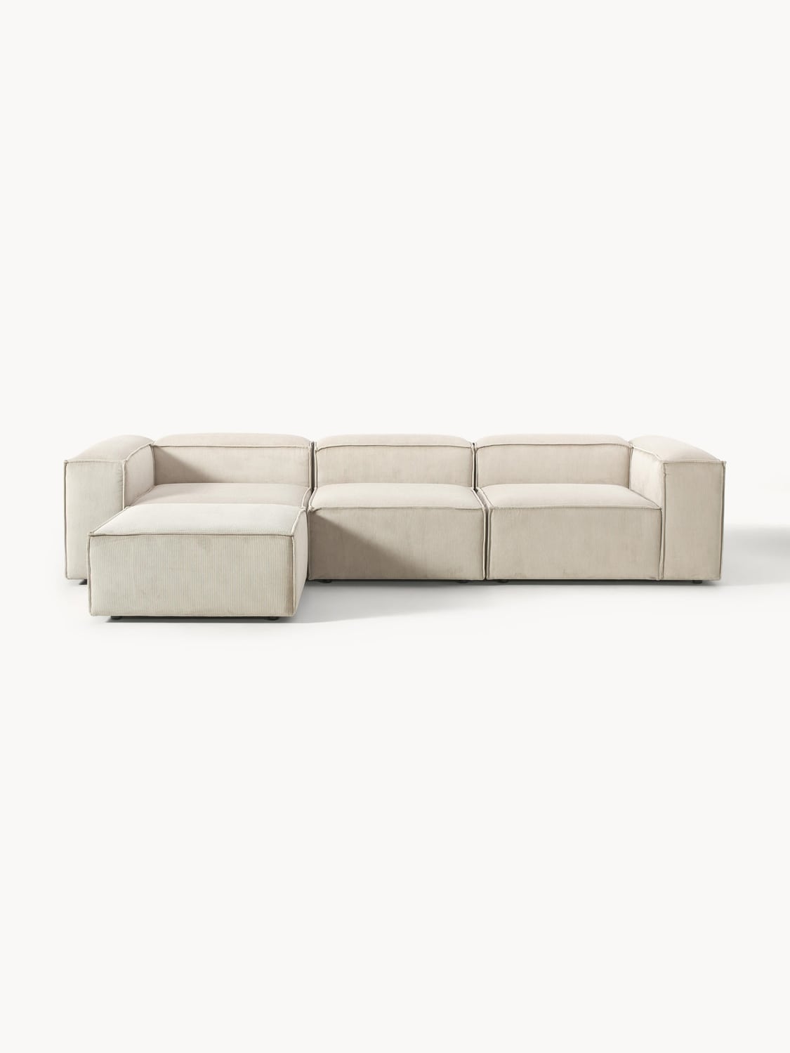 Lennon Modular Sofa (4-seater) in Corduroy with Ottoman (left/right) — Oatmeal