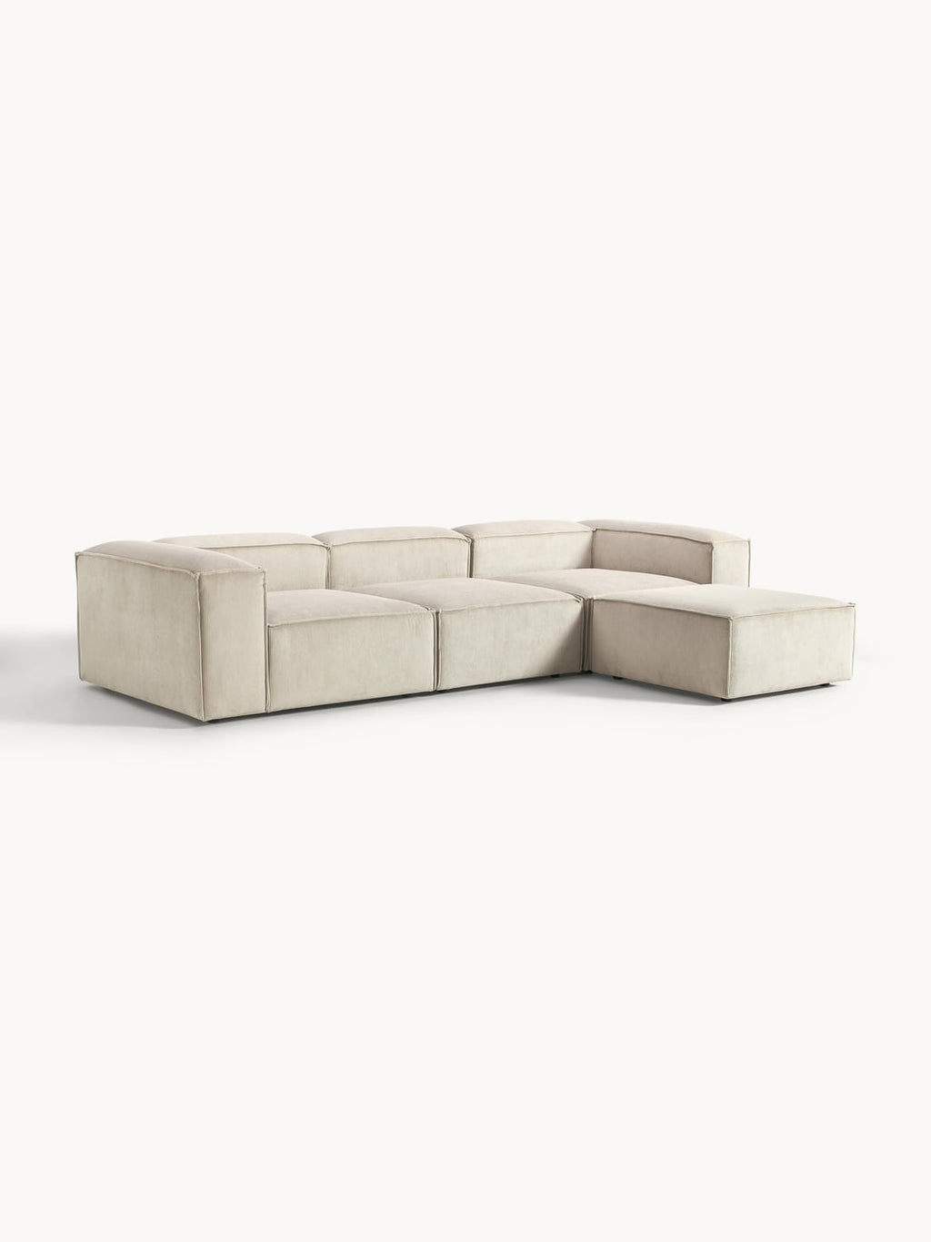 Lennon Modular Sofa (4-seater) in Corduroy with Ottoman (left/right) — Oatmeal