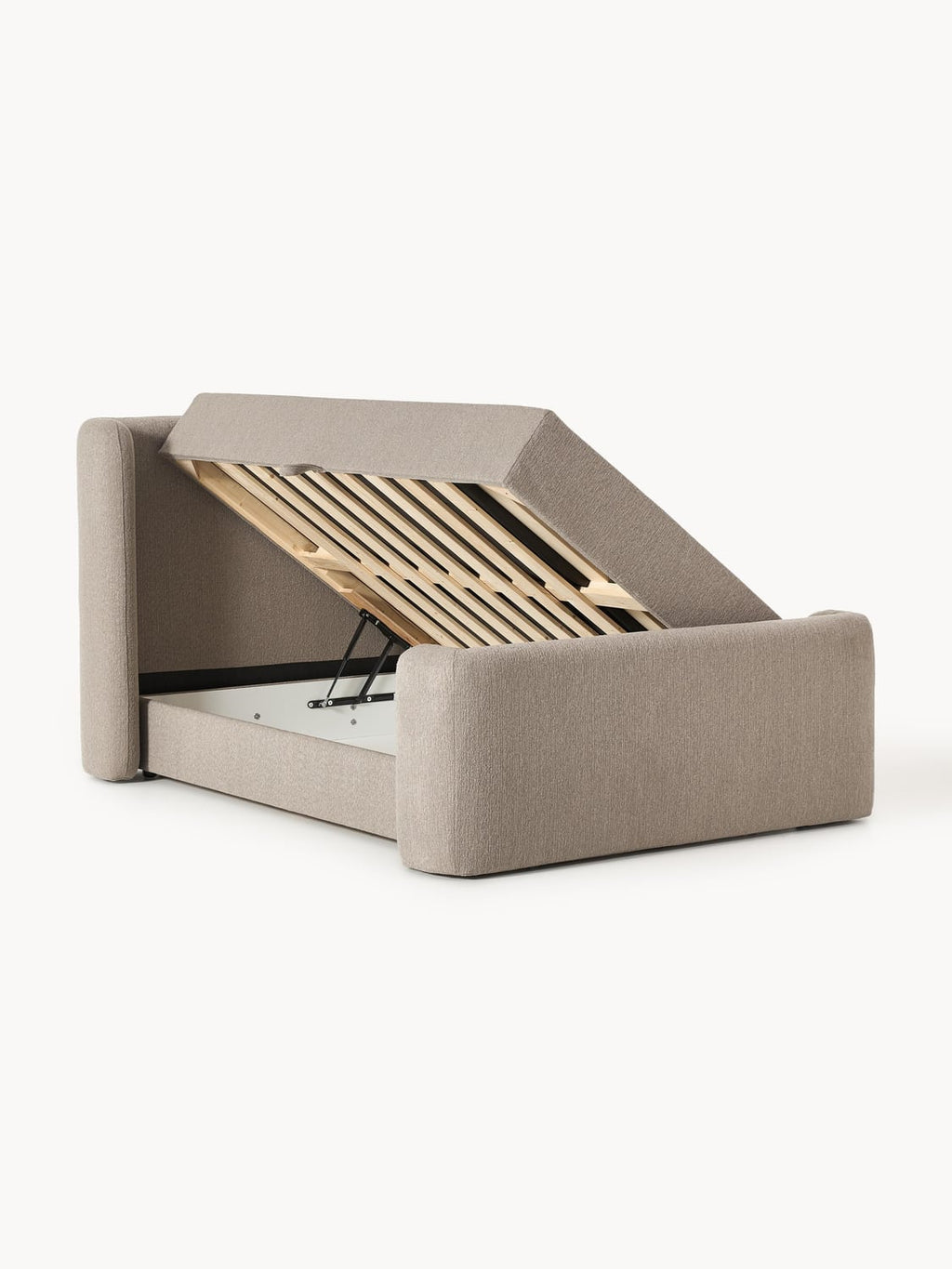 Perla Bouclé-Box-Spring Bed with Storage — Sage