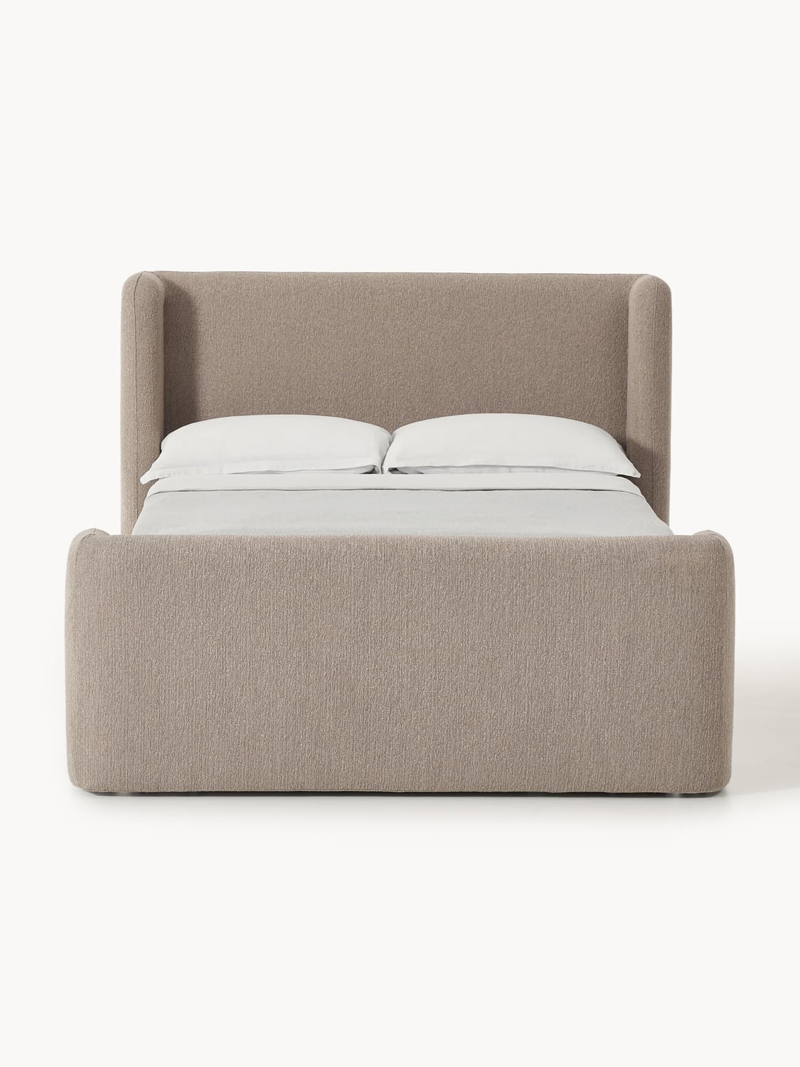 Perla Bouclé-Box-Spring Bed with Storage — Sage