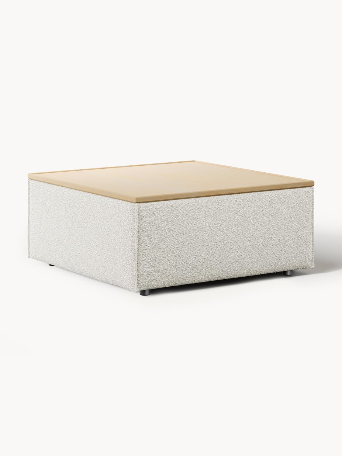 Lennon Sofa Ottoman in Bouclé with Storage — Pearl Grey