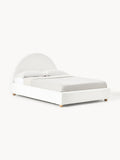 Ebba Teddy-Upholstered Bed — Off-White