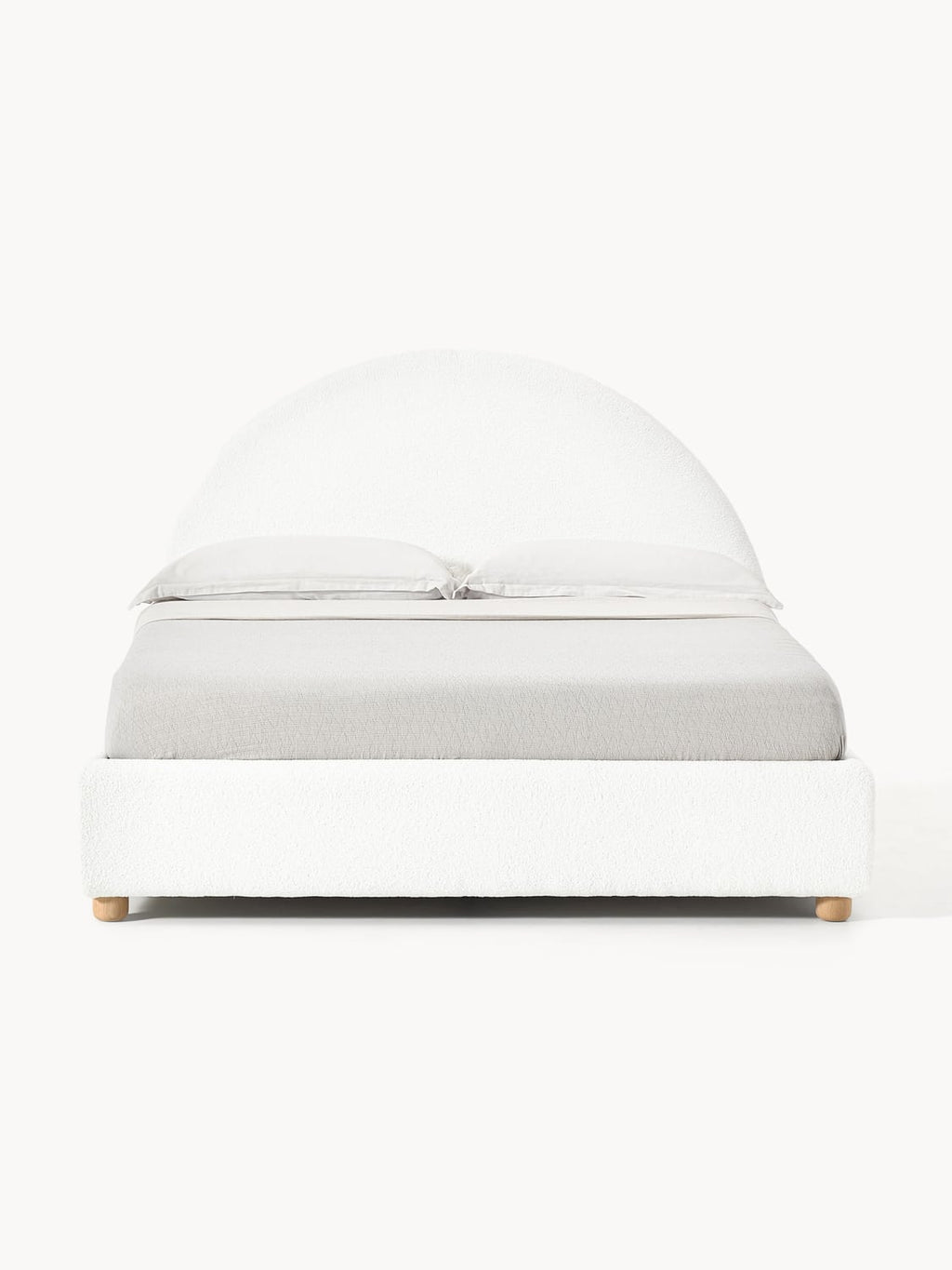 Ebba Teddy-Upholstered Bed — Off-White