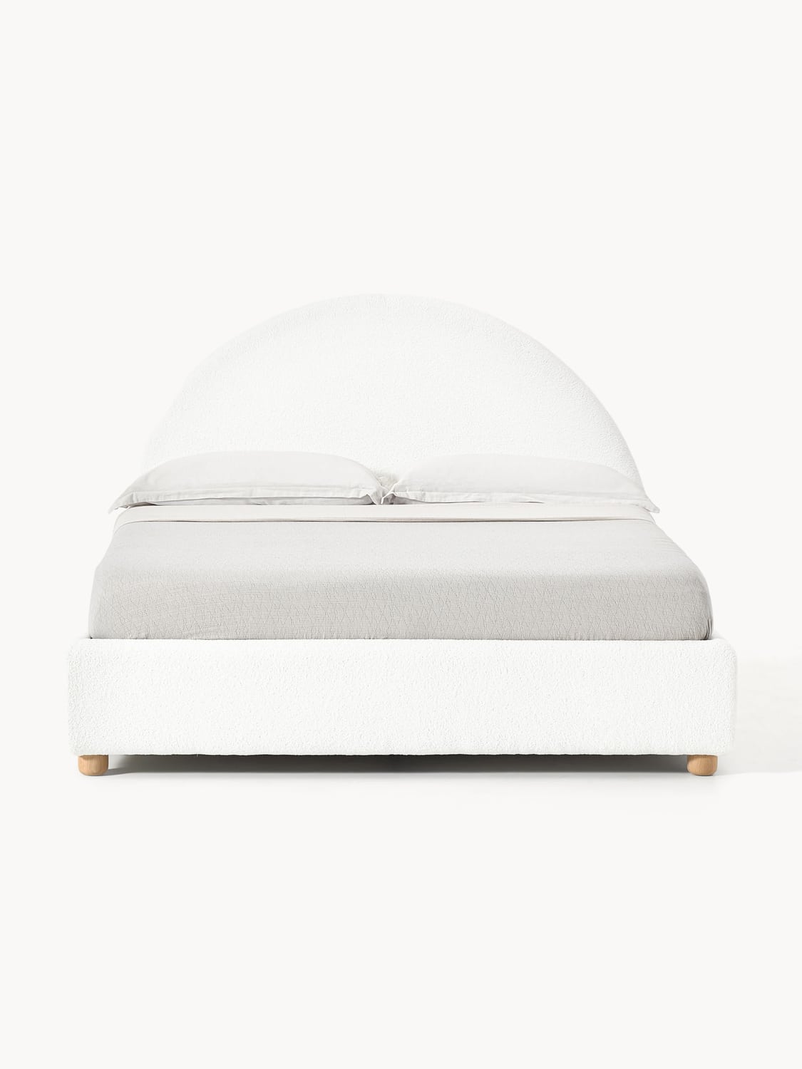 Ebba Teddy-Upholstered Bed — Off-White