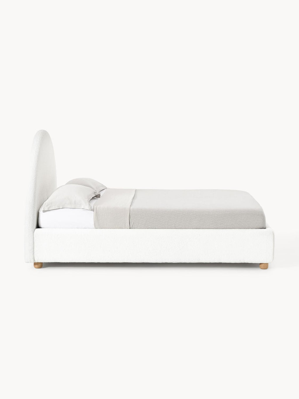 Ebba Teddy-Upholstered Bed — Off-White