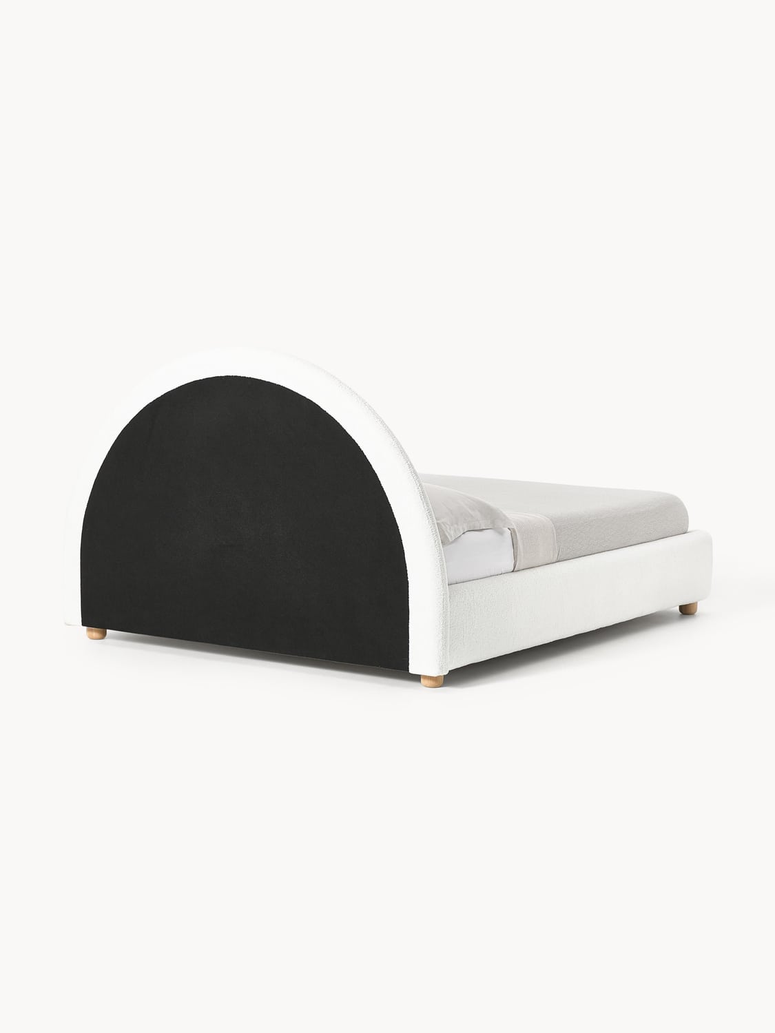 Ebba Teddy-Upholstered Bed — Off-White