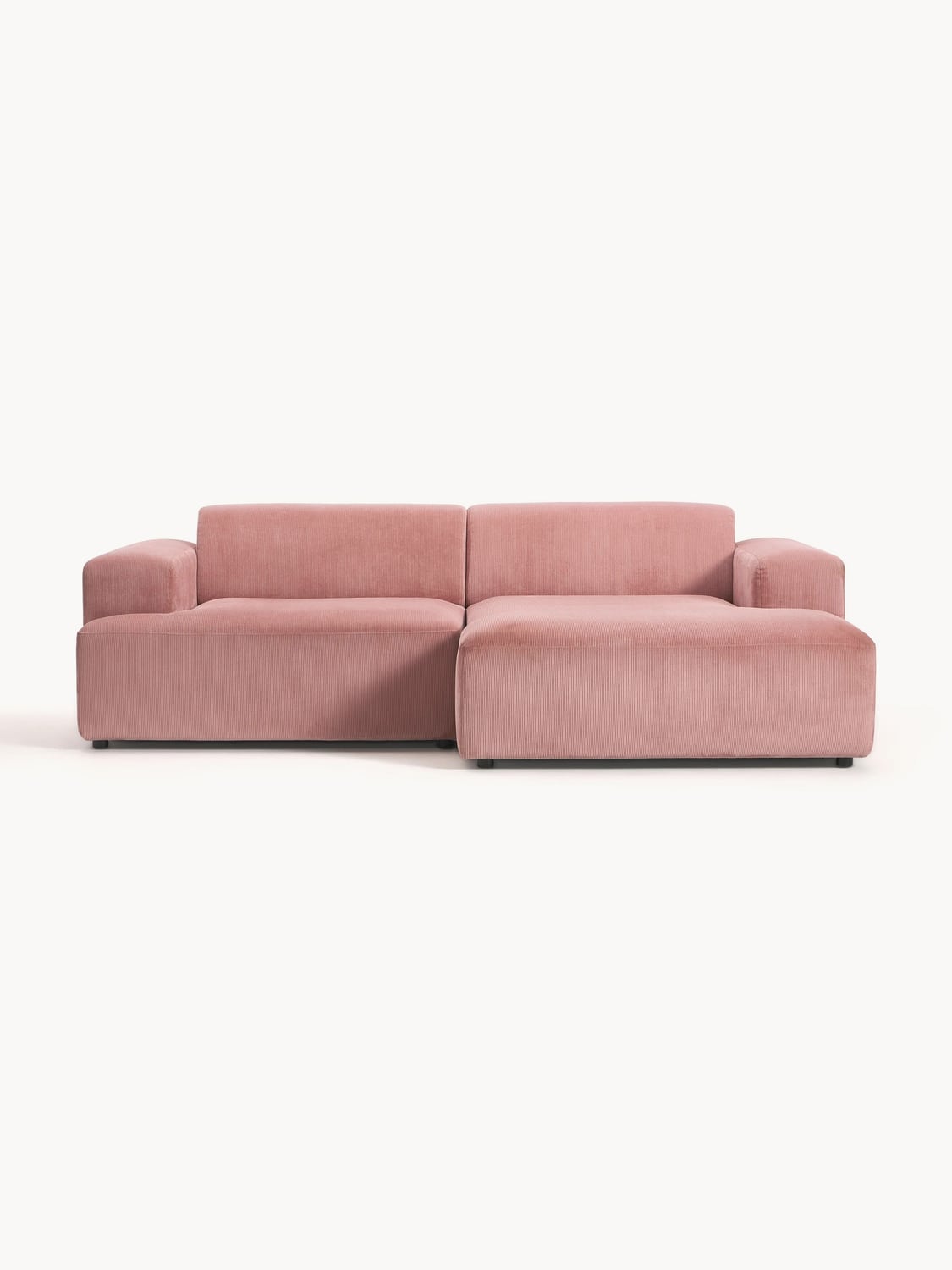 Melva Corduroy Corner Sofa (3-seater) — Warm Grey