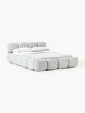 Tayla Upholstered Bed in Bouclé — Light Grey