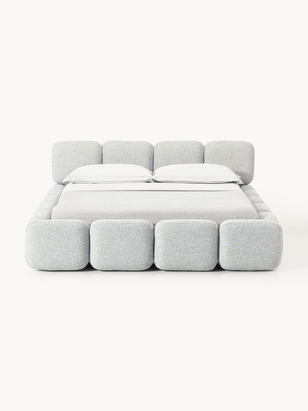 Tayla Upholstered Bed in Bouclé — Light Grey