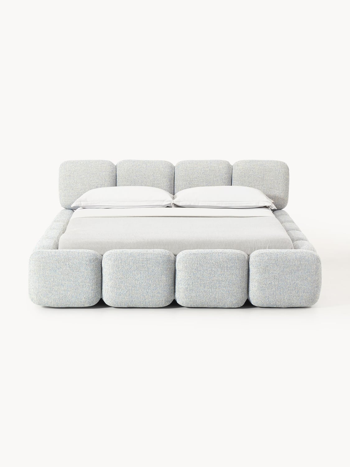 Tayla Upholstered Bed in Bouclé — Light Grey