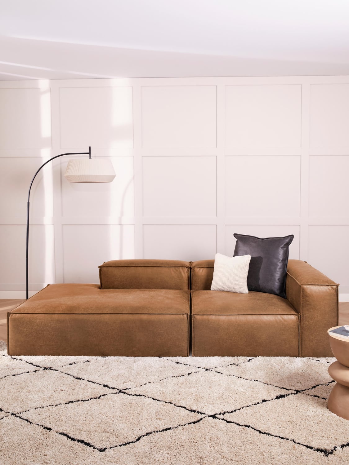 Lennon Modular Ottoman in Leather — Terracotta