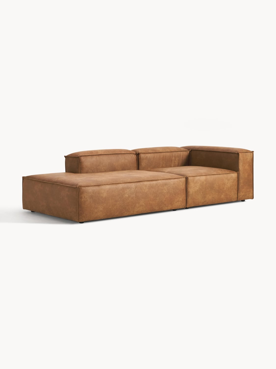 Lennon Modular Ottoman in Leather — Terracotta
