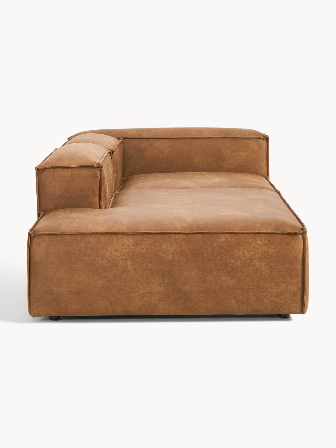 Lennon Modular Ottoman in Leather — Terracotta