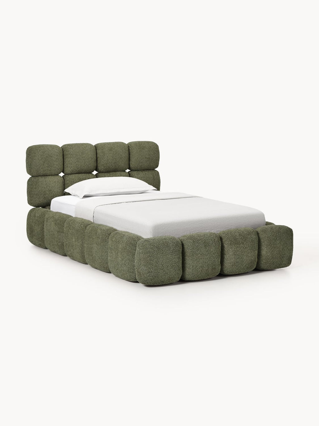 Tayla Single Bed with Storage in Teddy Bouclé — Taupe