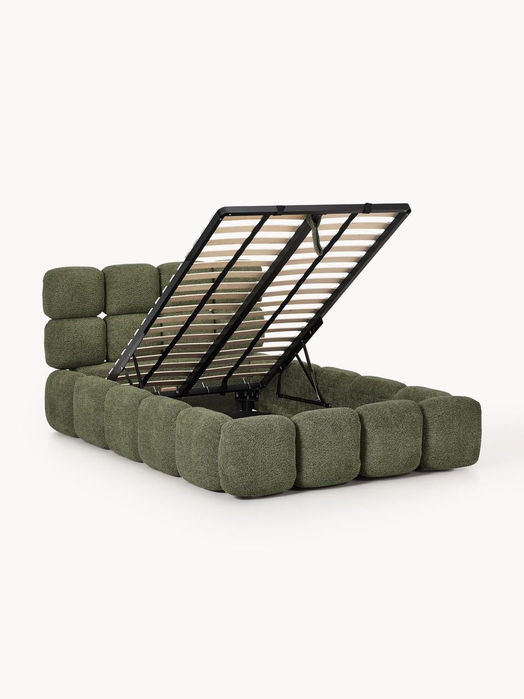 Tayla Single Bed with Storage in Teddy Bouclé — Taupe