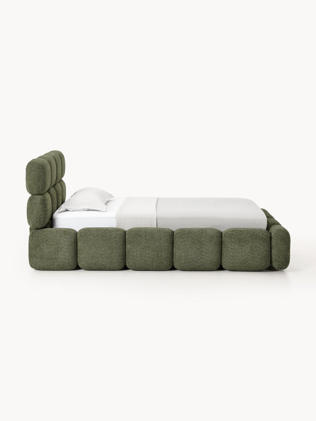 Tayla Single Bed with Storage in Teddy Bouclé — Taupe