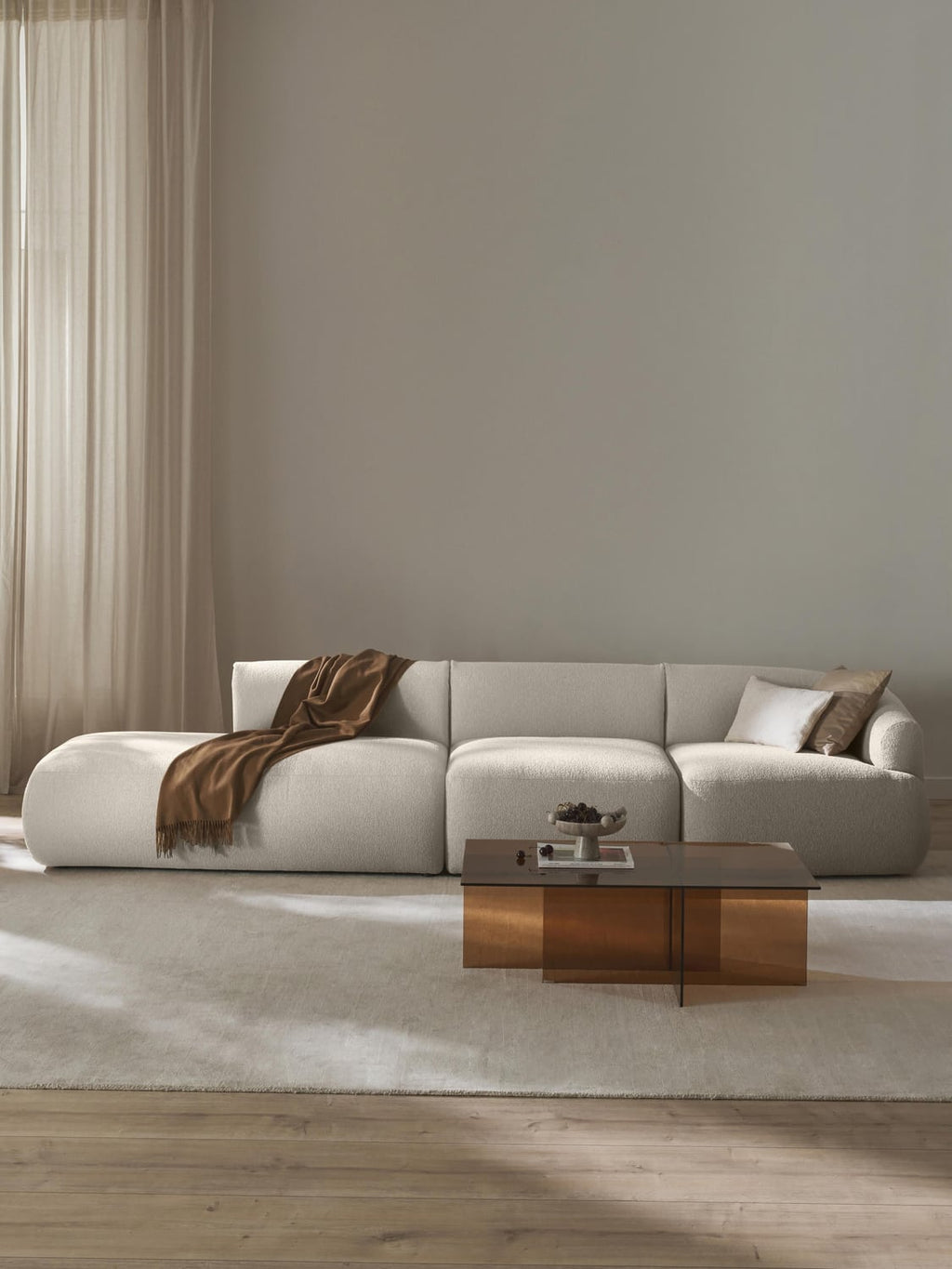 Sofia Modular Bouclé-Chaise (2-seater) — Off-White