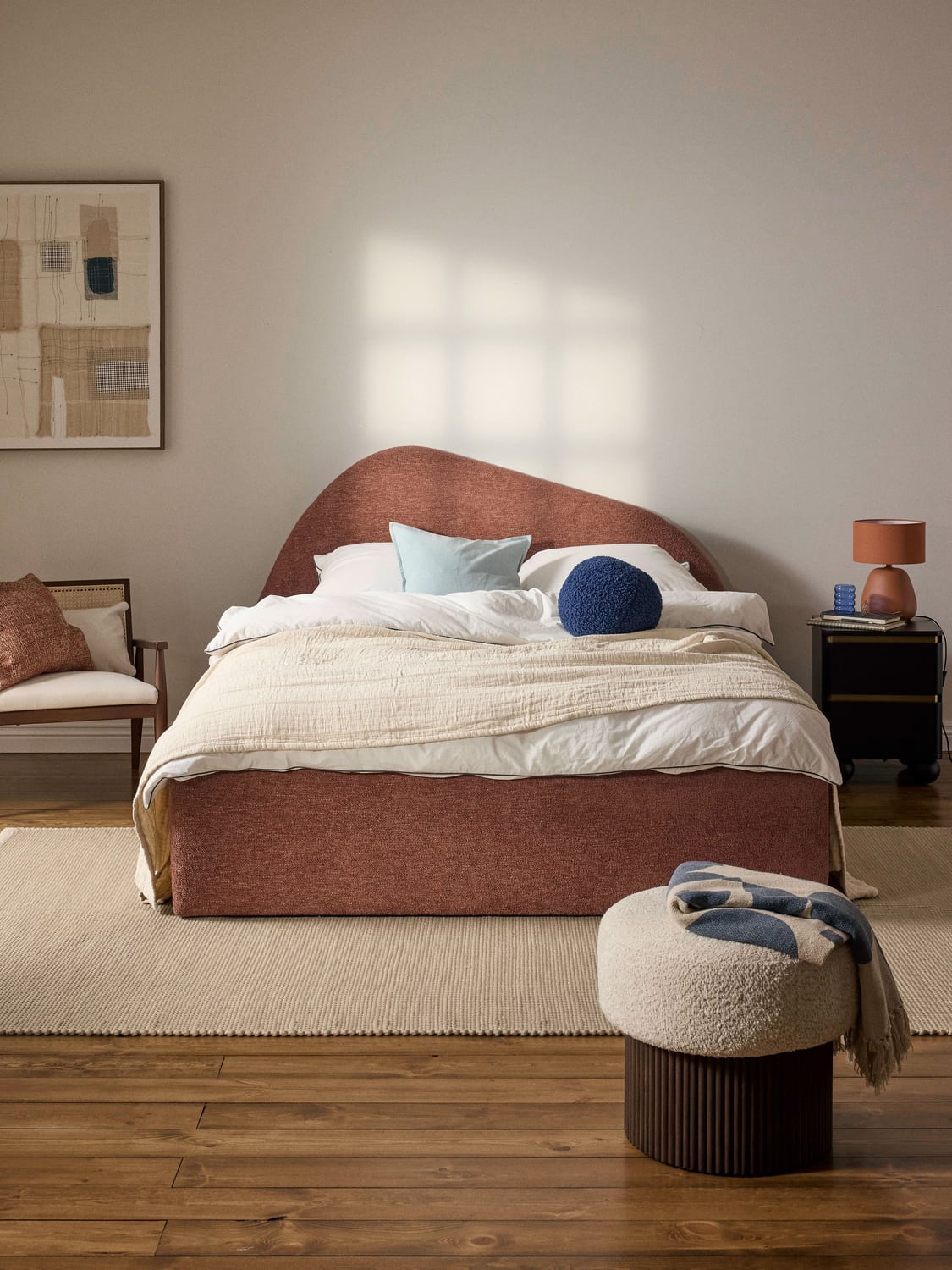 Gary Bouclé Upholstered Bed — Taupe
