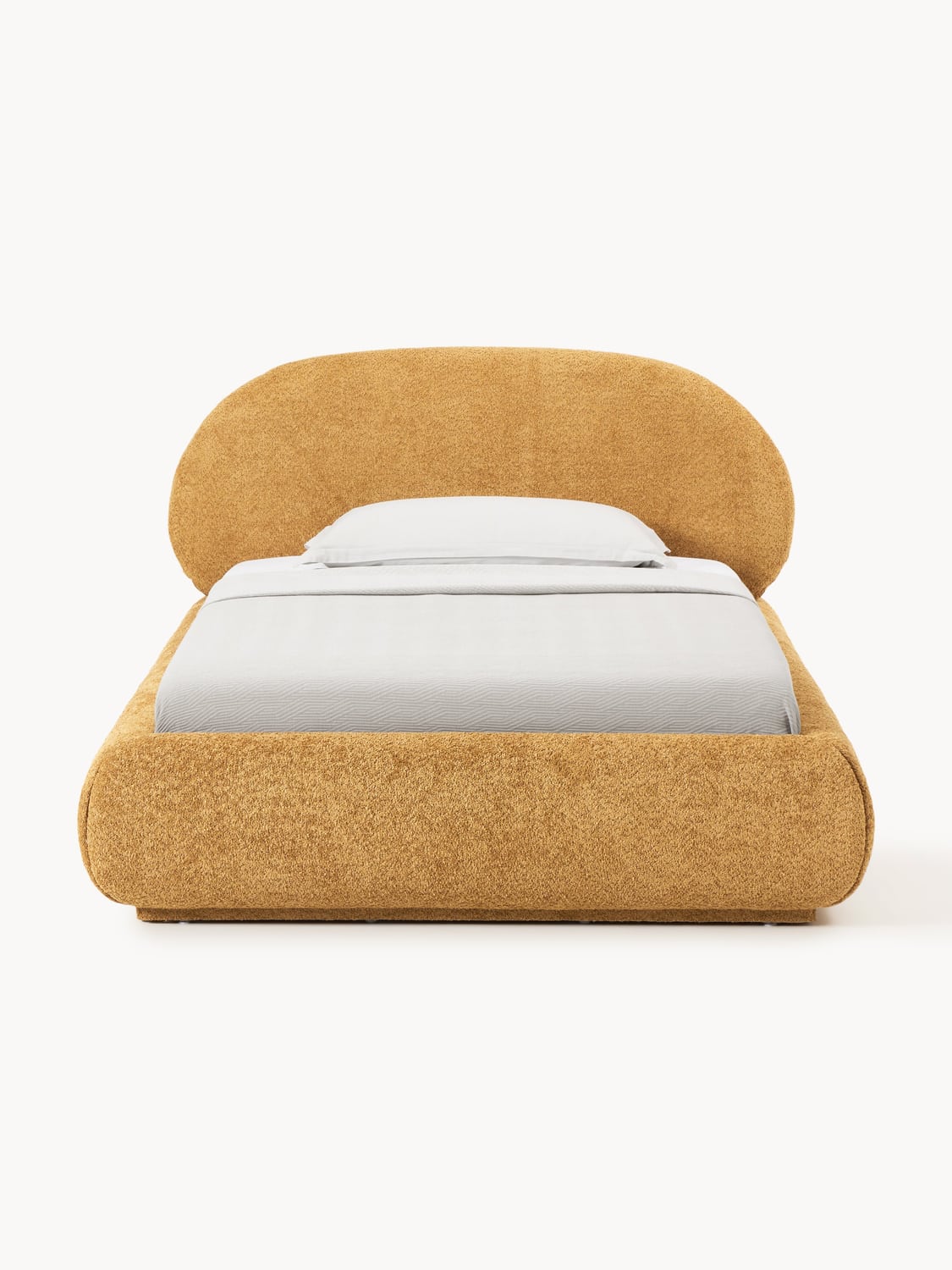 Alba Single Bed in Teddy Bouclé with Storage — Sand