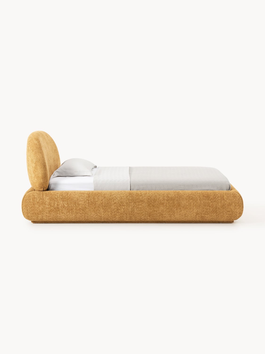 Alba Single Bed in Teddy Bouclé with Storage — Sand