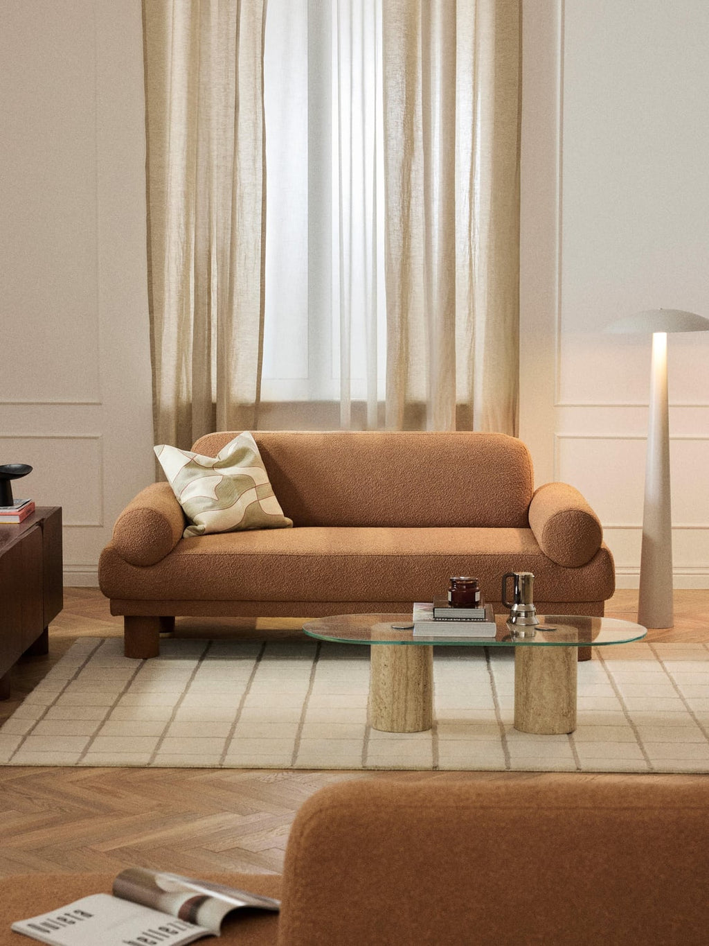 Lilo Bouclé Sofa (2-seater) — Camel