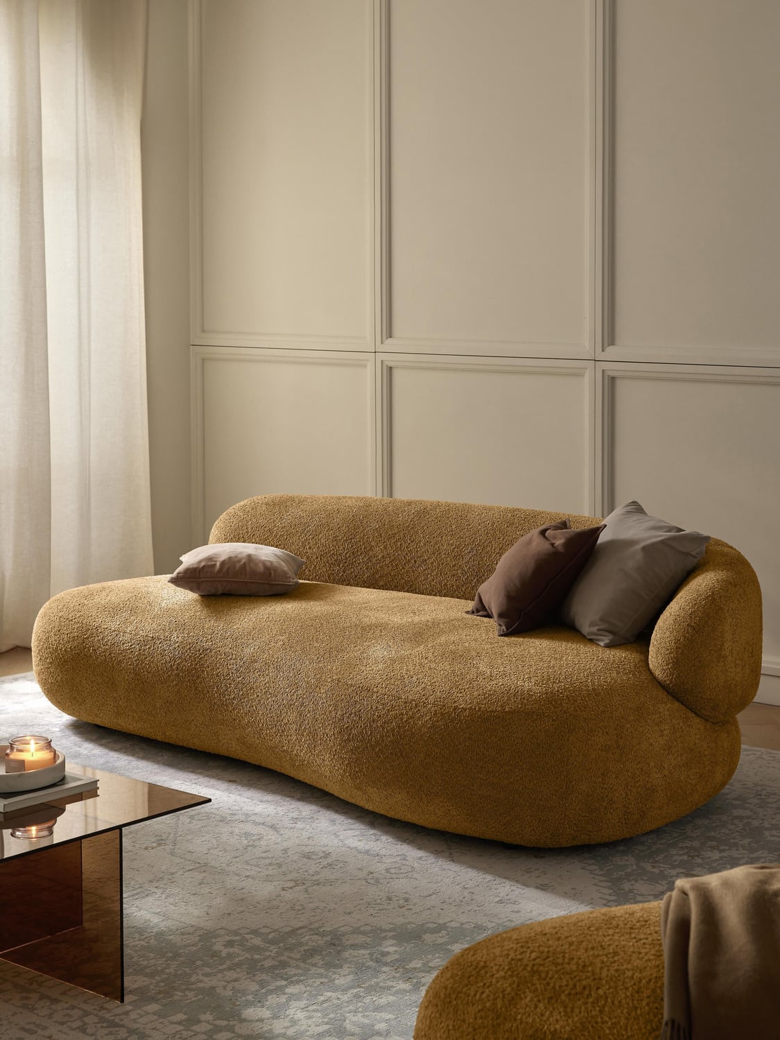 Alba Sofa (3-seater) in Teddy Bouclé — Caramel
