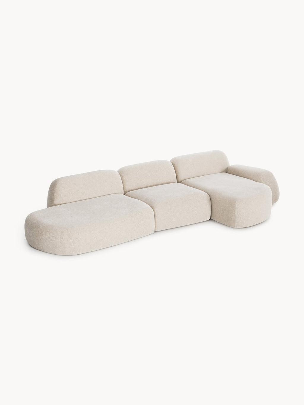 Wolke Modular Corner Sofa (4-seater) with Chaise Longue — Light Grey