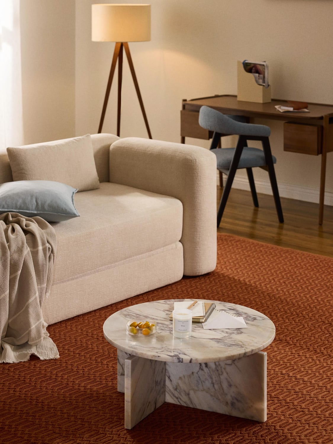 Marisa Round Coffee Table in Calacatta Viola Marble