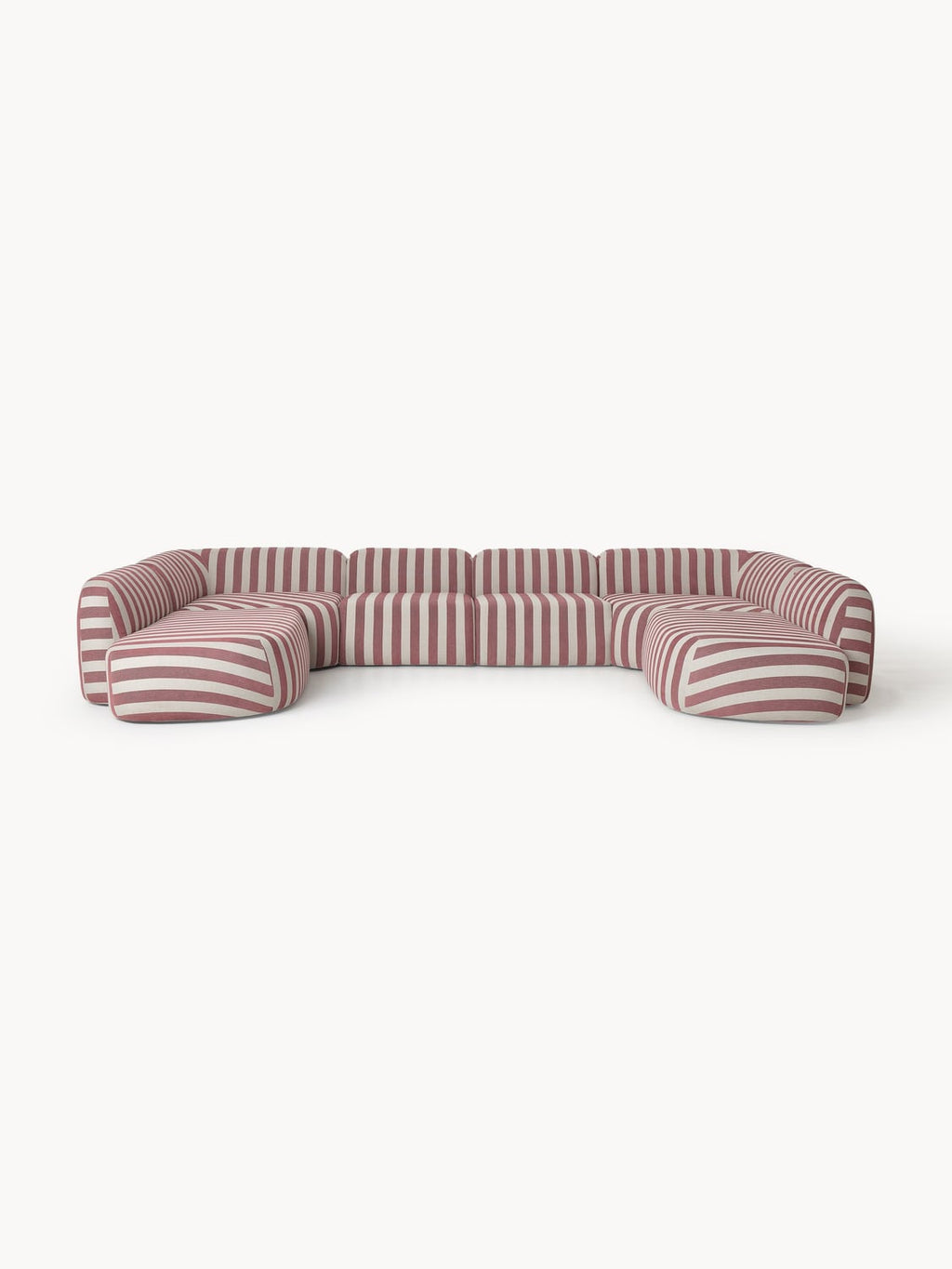 Wolke Modular Striped XL Sofa — Warm Grey
