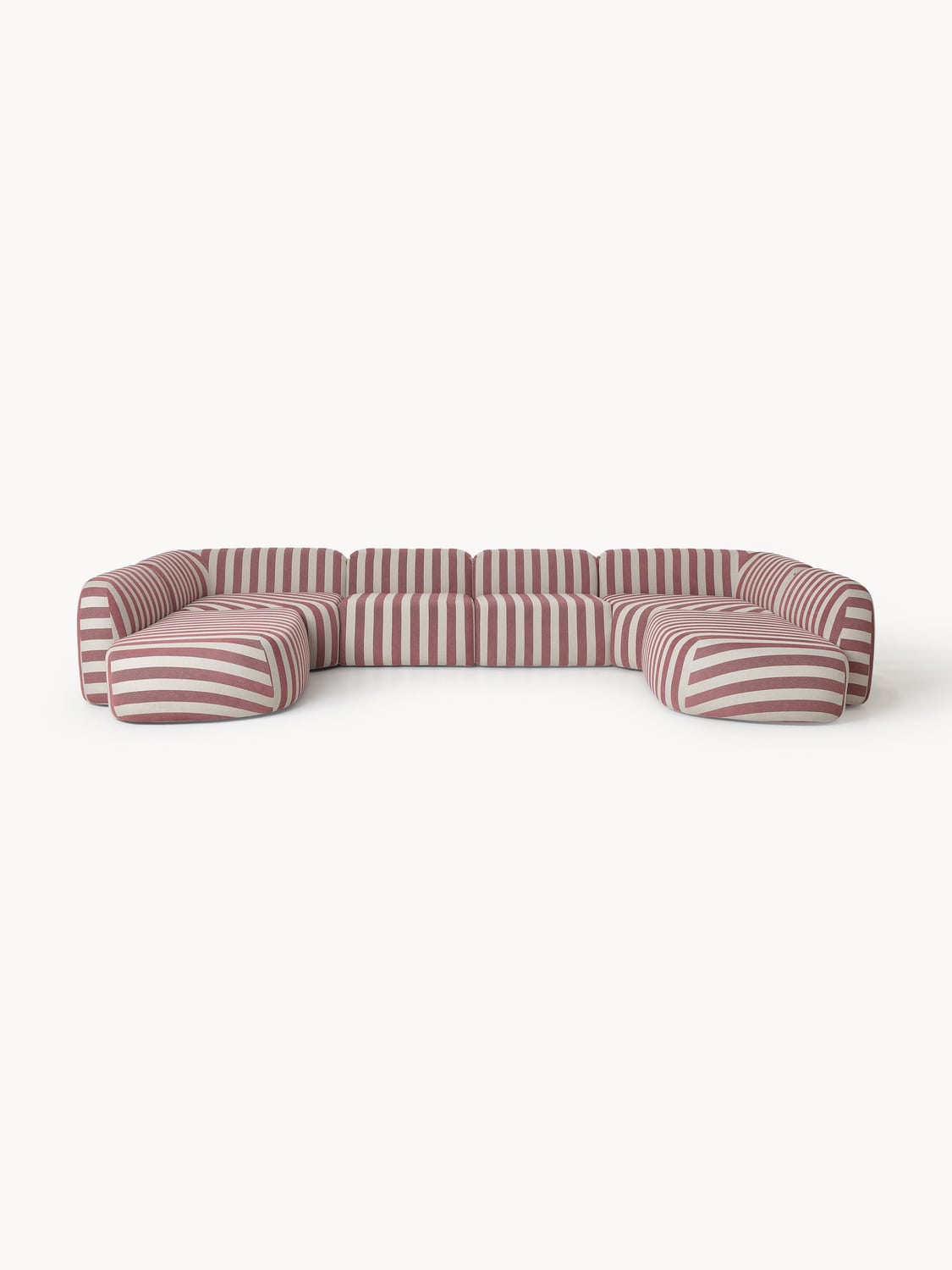 Wolke Modular Striped XL Sofa — Warm Grey