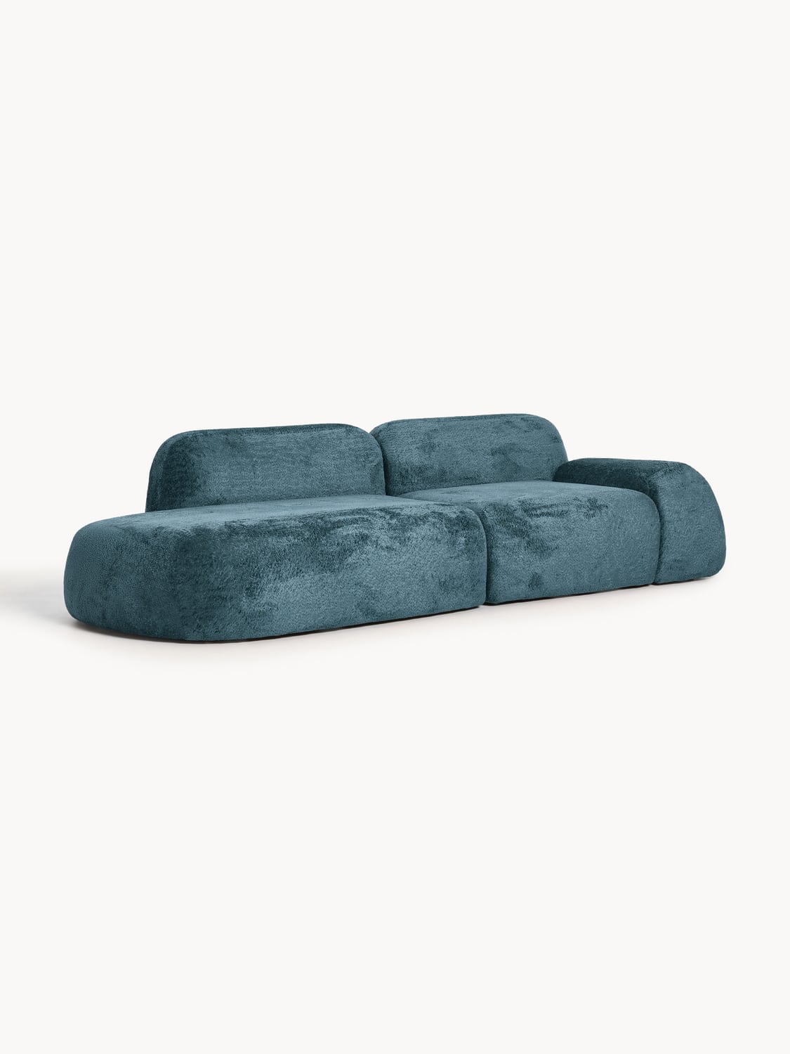 Wolke Modular Teddy Bouclé-Chaise (3-seater) — Teal