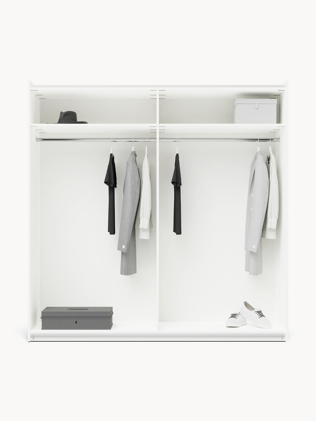 Leon Modular Sliding-Door Wardrobe, 200 cm Width, in various sizes — Off-White