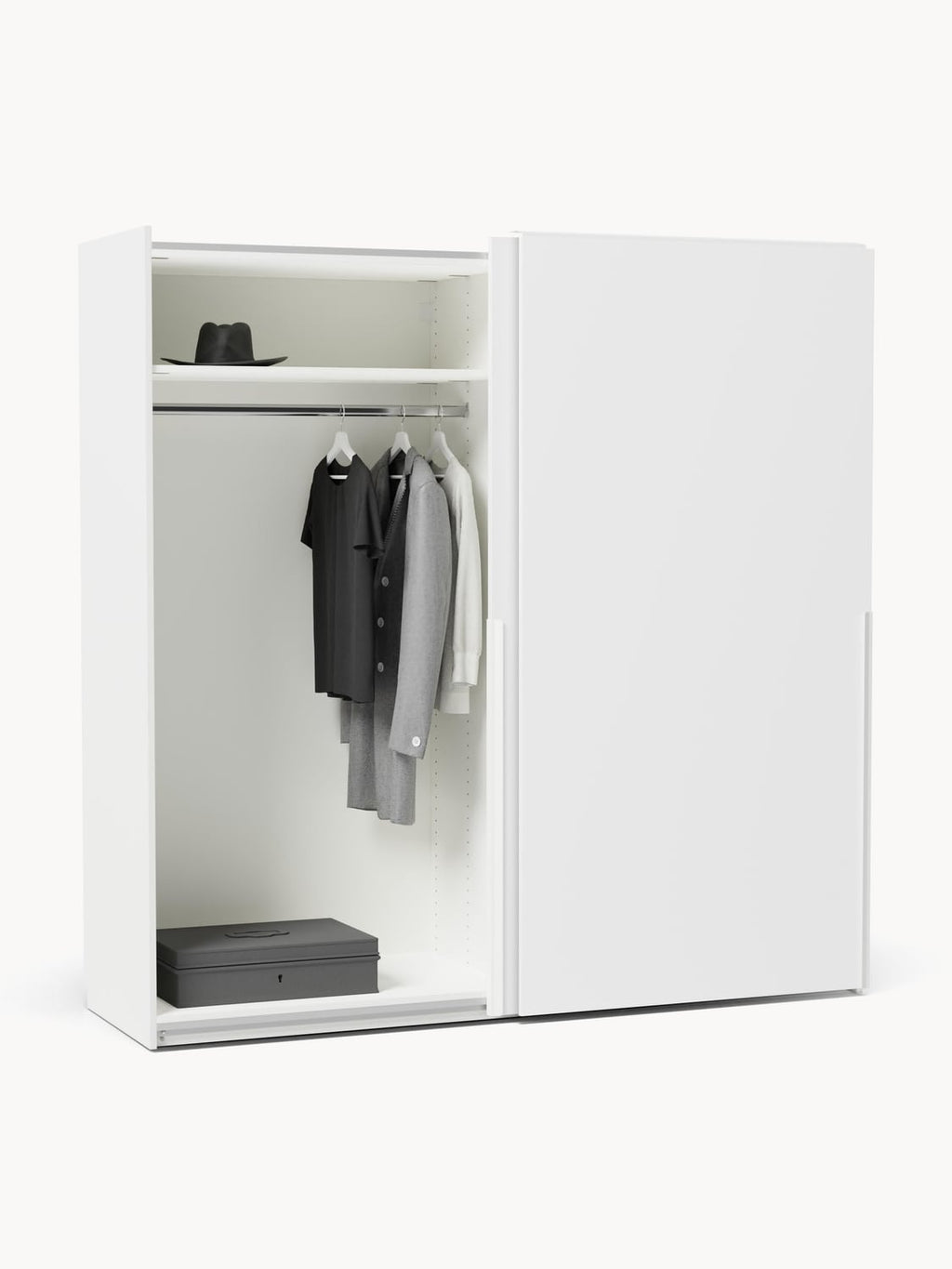 Leon Modular Sliding-Door Wardrobe, 200 cm Width, in various sizes — Off-White