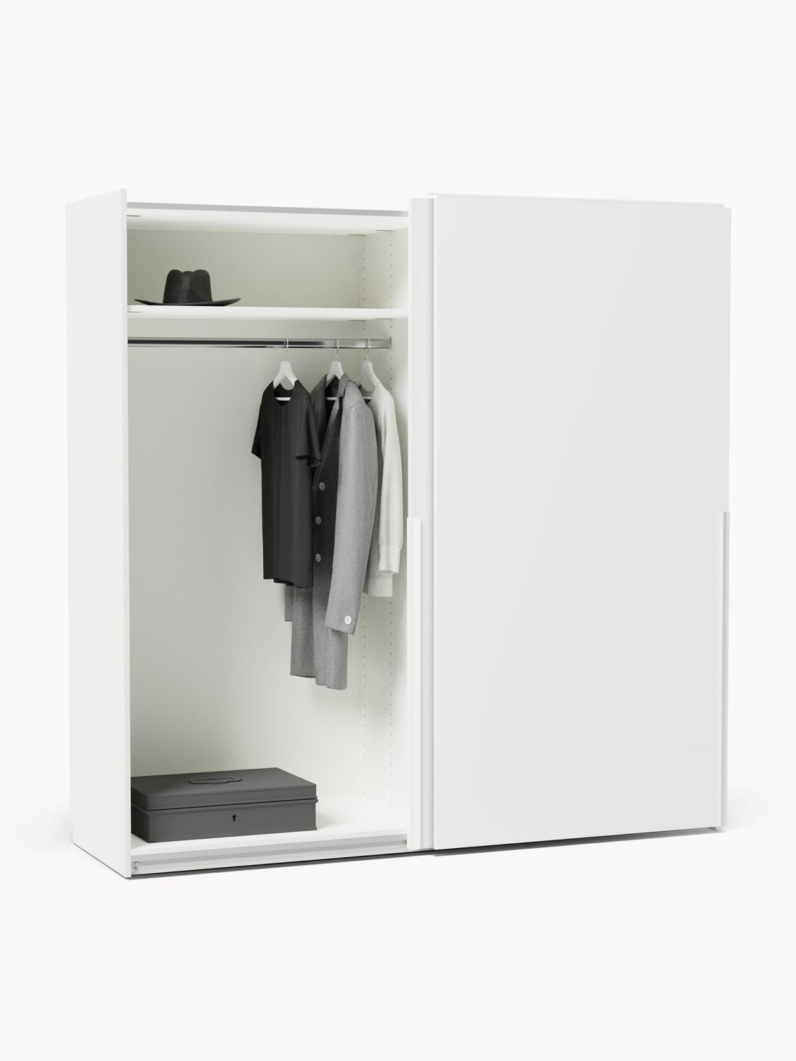 Leon Modular Sliding-Door Wardrobe, 200 cm Width, in various sizes — Off-White
