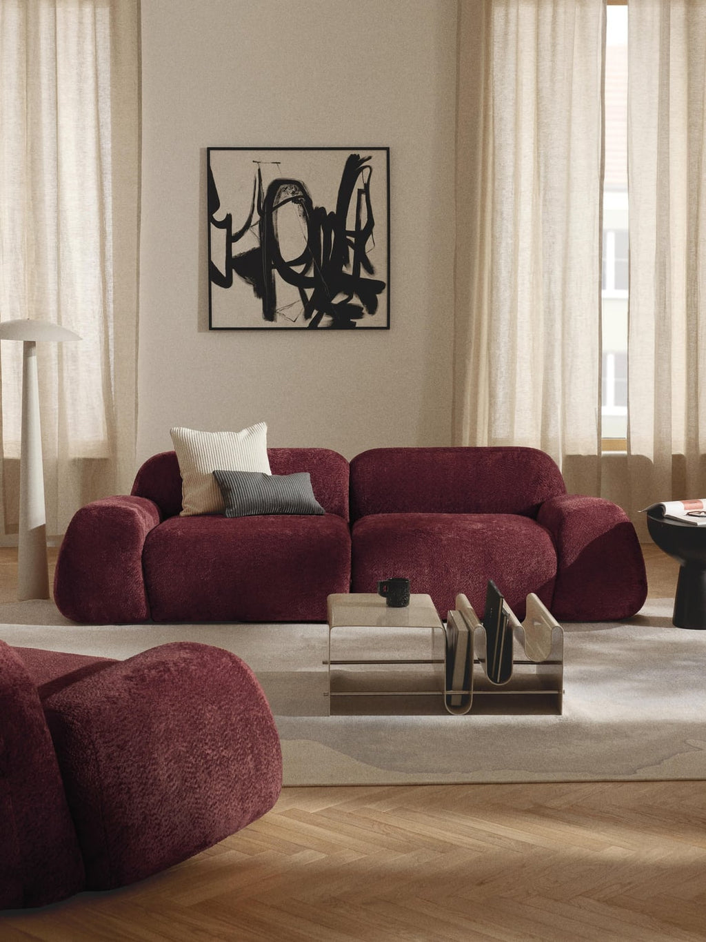 Wolke Modular Teddy Bouclé Sofa (3-seater) — Brown