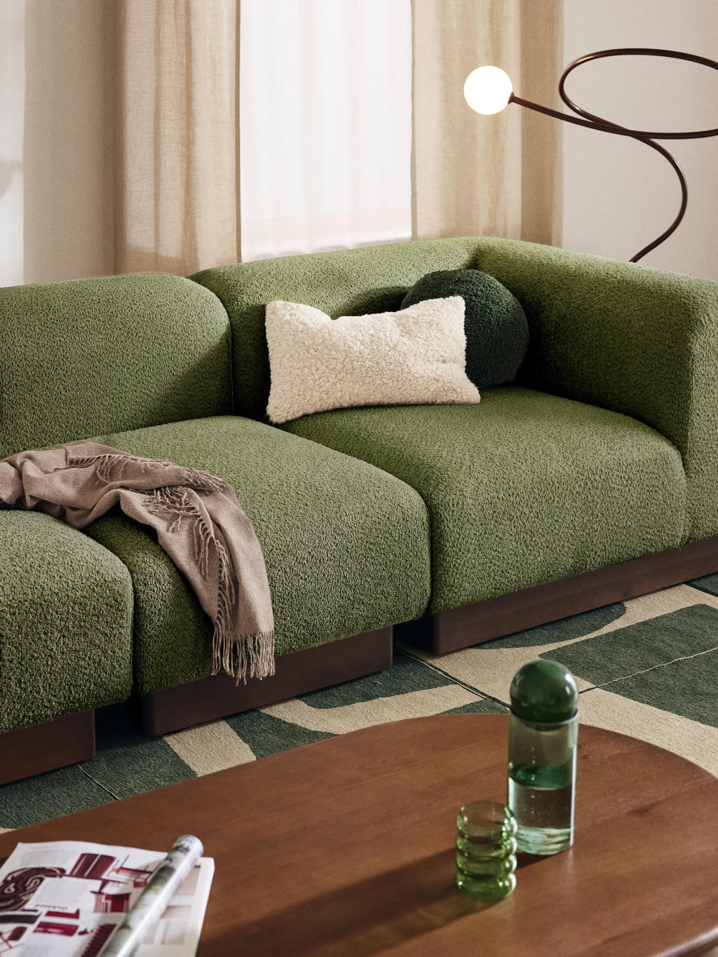 Natalie Middle Module in Teddy Bouclé — Green